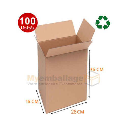 Carton d'emballage Recyclé 28x16x36cm – Image 3