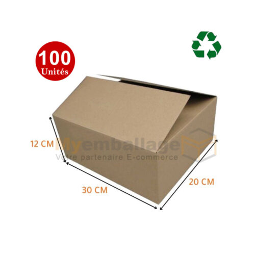 Carton d'emballage Recyclé 30x20x12cm – Image 2