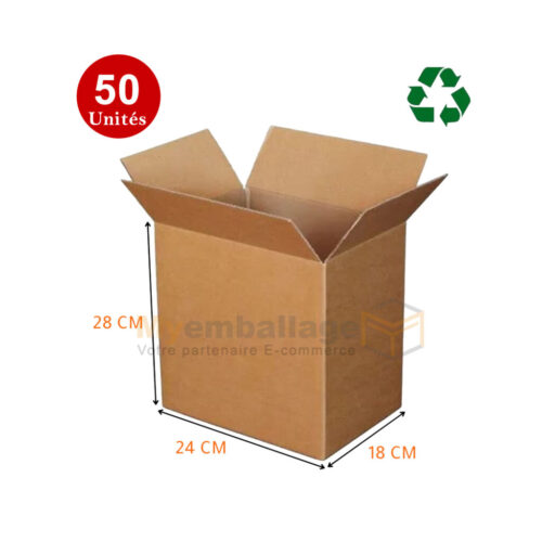 Carton d'emballage Recyclé 24x18x28cm – Image 2