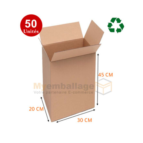 Carton d'emballage Recyclé 30x20x45cm – Image 2