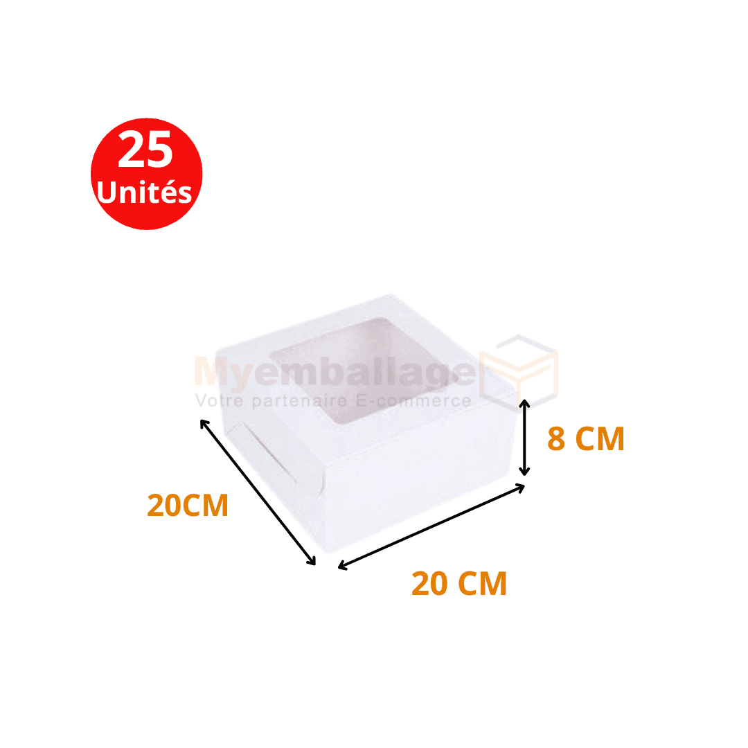Emballage Maroc personnalisé de dimensions 20x20 cm, offrant une protection optimale pour vos produits.