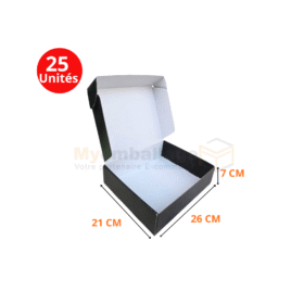 Boites valise 26x21x7cm en noir intérieur blanc