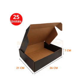 Boites valise 26x21x7cm en noir intérieur kraft