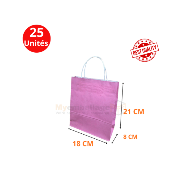 sachets papier kraft (3) Sac en papier size 21x18x8 rose