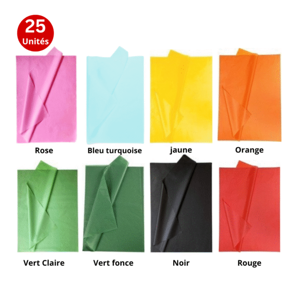 16 Papier de soie 70 x 50cm en couleurs