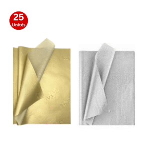 Papier de soie 70 x 50cm doré ou argenté