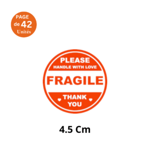 Stickers Fragile Rond 4.5cm en rouge