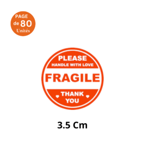 Stickers Fragile Rond 3.5cm en rouge
