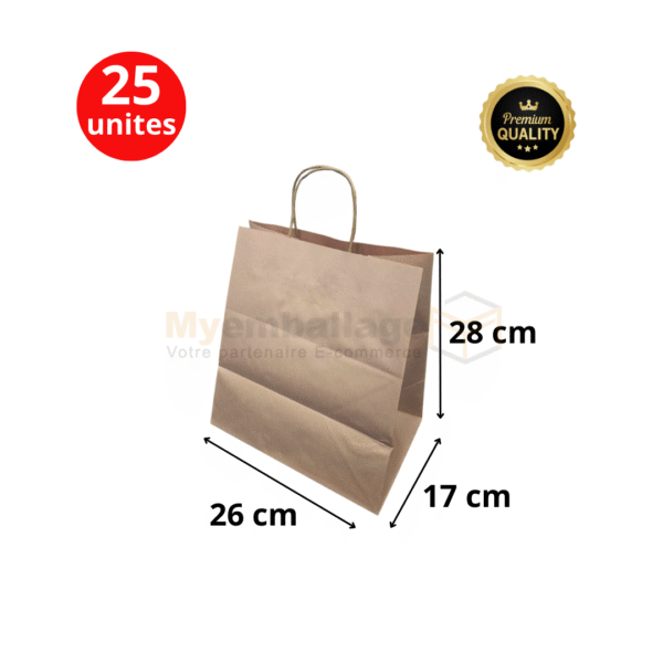 Sac en papier size 28x26x17 kraft à poignées torsadées