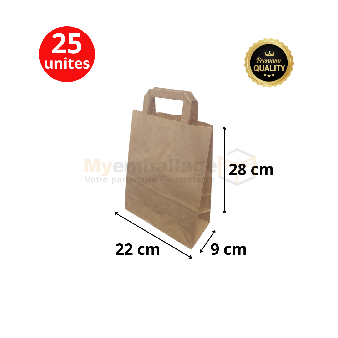 Sac en papier size 28x22x9 kraft