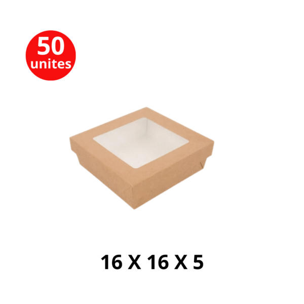 Boîte fenêtre kraft 16 x 16 x 5